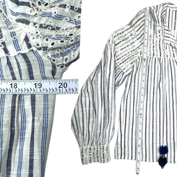 Love Shack Famcy Boho Blouse Small Striped Coastal Cowgirl Bohemian Chic Summer - Picture 9 of 9